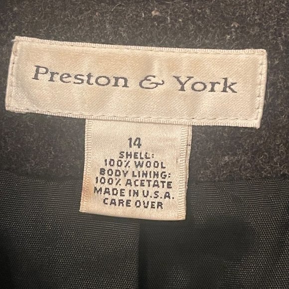 Preston & York Womens Double-Breasted Charcoal Wool Coat Size 14 - Picture 2 of 15